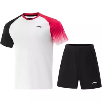Серия для настольного тенниса Li Ning Быстросохнущий Дышащий Удобный Универсальный Повседневный Спортивный костюм Мужские костюмы Белый Черный AATV069-2 S