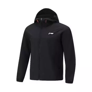 Серия для настольного тенниса Li Ning Однотонный Удобный Простой Универсальный Повседневный Спортивный Ветровка с капюшоном Мужская Верхняя одежда Черный AFDVC51-1 S