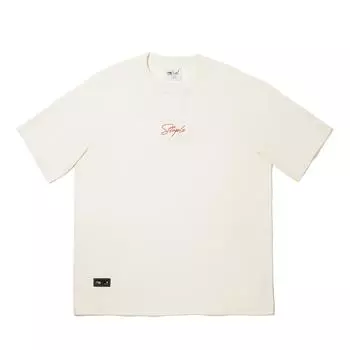 Серия коллабораций Li Ning X Staple Однотонная минималистичная футболка с круглым вырезом, удобным принтом букв и коротким рукавом, мужская футболка, цвет молочный AHSV717-1 2XL