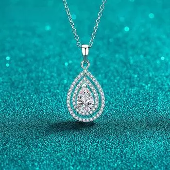 Сертифицированное серебро S925 с муассанитом, 5*8 мм, 1 карат, ожерелье с каплями воды для свадебной вечеринки, женский подарок, роскошные обручальные украшения с бриллиантами 1 Carat