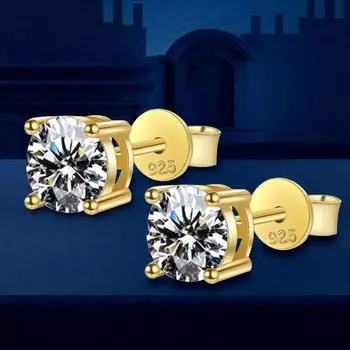 Сертифицированные оригинальные серьги-гвоздики из серебра 925 пробы для женщин и мужчин, 3,5 мм, 4 мм, 5 мм, 6 мм, 6,5 мм, серьги с муассанитом, 4 когтя, ювелирные украшения 0.2CT-3.5mm