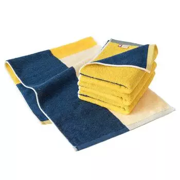 Сертифицированный набор полотенец для лица Bloom Imabari Towel из 4 коктейльных полотенец, сделано в Японии (Лимонно-голубой)