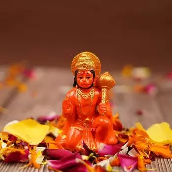 Servdharm Resin Hanuman Ji Murti with Hanuman Chalisa Pocket Book in Hindi, Roman Hindi for Gifting