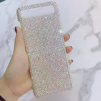Серые блестящие хрустальные чехлы для Samsung Galaxy Z Flip 5g Z Flip 3 Z Flip 4 Z Fold 3 2 Z Fold 4, твердые чехлы с алмазным гелем For Galaxy Z Fold 3