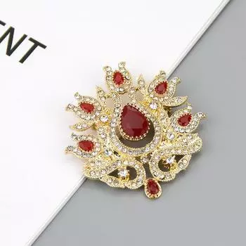 Серые хрустальные турецкие броши для женщин, винтажные золотые цветочные булавки для хиджаба, этнические свадебные украшения, подарок серый