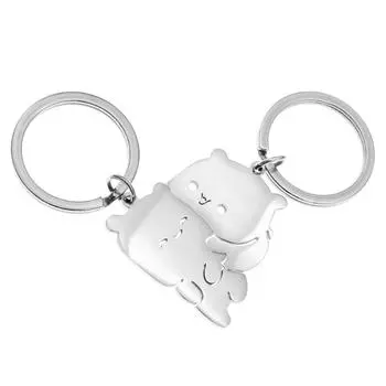 Set of 2 Matching Keychain Animal Key Rings Stylish Couple Key Chain Stainless Steel Keyring Decorations for Lovers 3