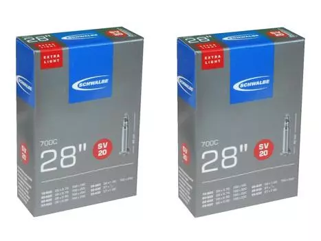 Set of 2 SCHWALBE Lightweight Presta 20SV 700x18/25C Tubes, 40mm, [Used]