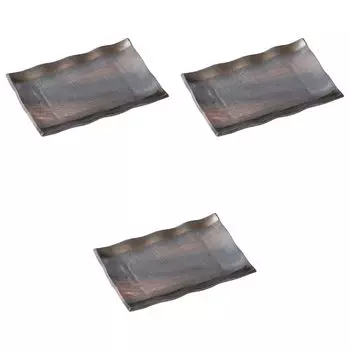 Set of 3 Ceramic Dishes x 15 x 3 Ceramic Banko Setomonohonpo Gold-Decorated [22.2 cm] Dishes, Ware,