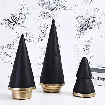 Set of 3pcs Modern Marbled Christmas Tree Ornament Home Decor Gold Miniature Tree Design Decoration белый