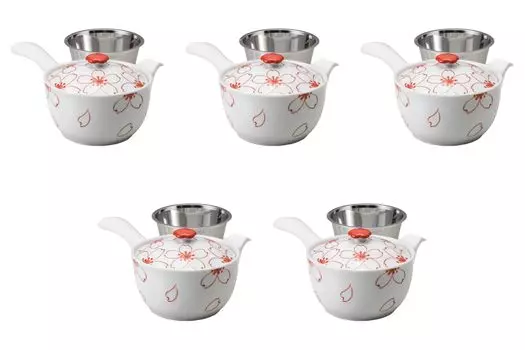 Set of 5 Nishikizakura SS Flat Teapots x cm Arita Ware Teapots by Setomonohonpo [11.5 8.5 (325cc)]