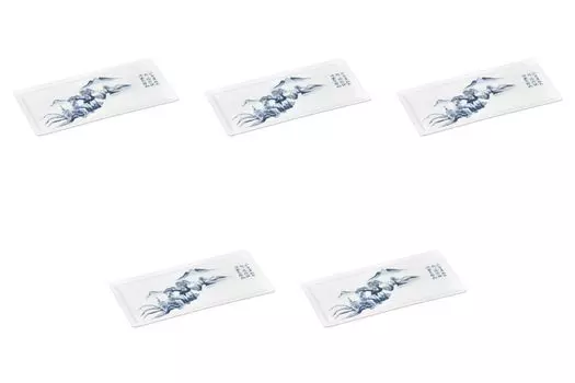 Set of 5 White Porcelain Landscape Plates x x 1 Protruding Plates by Setomonohonpo [21.5 10.5 cm]