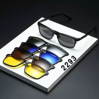 Set Of Glasses Half-Frame Myopia Glasses Frame Men S And Women S Dual-Purpose Tide Magnetic Sunglasses Sunglasses 2293 TR material rack