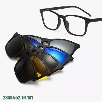 Set Of Glasses Sunglasses Retro Myopia Glasses Set Of Glasses Men And Women Magnetic Attraction Multi-Color Exchangeable Sunglasses Fishing PC material rack