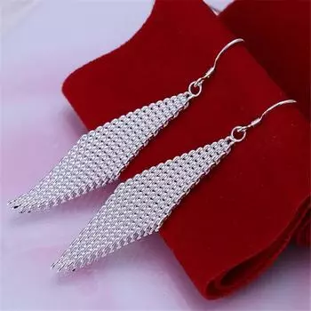 Сетчатые серьги в форме лестницы, посеребренные S925, серебряные серьги в стиле ретро, серьги, ювелирные аксессуары для женщин