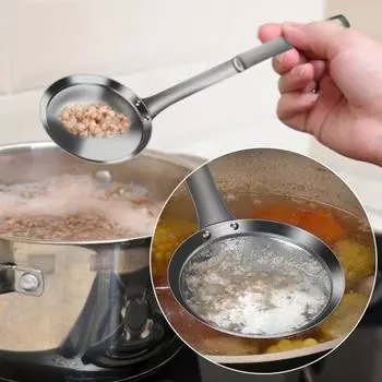 Сетчатый фильтр из нержавеющей стали с длинной ручкой, мелкая сетка, пена для жира, масляный фильтр, ложка, металлическое сито, дуршлаг, скиммер, кухонные принадлежности S