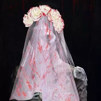 Сетчатый головной убор невесты на Хэллоуин, роза, повязка на голову, маска, набор, женский обруч для волос, дамы hairband