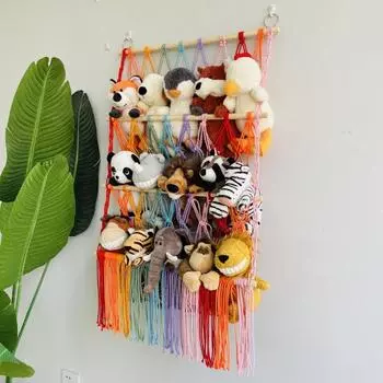 Сетка для гамака с игрушками в виде чучел животных, настенный органайзер, 3-слойная конструкция, легко
