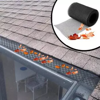 Сетка, кровельные панели Leaf Mesh S Roll, черные, с 10 фиксированными крючками 15CMx6M