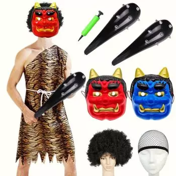 Setsubun Oni костюм для косплея, набор из 9 предметов Setsubun Oni костюм для косплея Красный Они Синий Они Маска Демона Они Косплей Клуб Сетсубун День Боб Метание Они