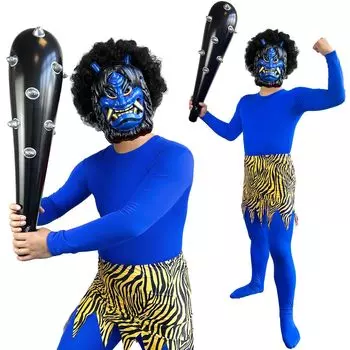 Setsubun Oni костюм Косплей Oni набор из 6 настоящих Oni Oni маска тигра поясная повязка Oni красный Oni синий Oni Oni костюм Клубный парик Боб метательный