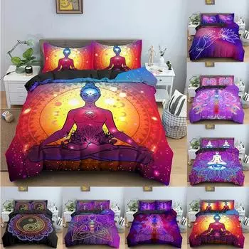 Seven Chakras Buddha Bedding Set Mandala Duvet Cover Bedroom Comforter Covers With Pillowcase Single King Home Textile 70x133cm 2pcs