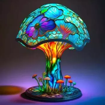 Seven-color Mushroom Lamp Luminous Decorative Items Home and Courtyard Design Decoration Resin Process Model A 15cm