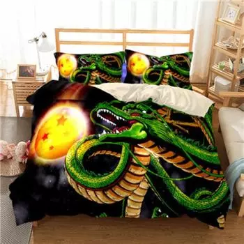 Комплект постельного белья Seven Dragon Ball Goku, пододеяльник Saiyan Son Goku с 3D-принтом, комплект постельного белья, покрывало для спальни 135x200cm 2pcs