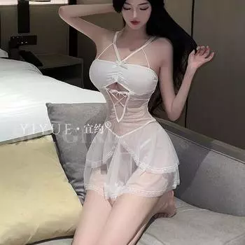 Сексуальное нижнее белье, сексуальное чистое желание, французская ночная сорочка на подтяжках, униформа для маленькой груди, соблазнительная пижама, халат one size fits all