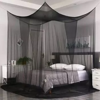 Сексуальная москитная сетка Palace Four Door King/Queen Double Size Home Single Bed Protective от насекомых Outdoor Square Grace White Canopy Net 190x210x240mm чёрный