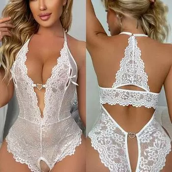 Сексуальное нижнее белье без вырезов, белое, женское кружевное, озорное, открытое, бюстгальтер, эротические костюмы, платье для куклы Тедди, глубокий V, горячее порно, комплект нижнего белья XXXL