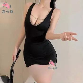 Сексуальное нижнее белье чистое желание искушение бретельки короткая юбка платье секретарши сексуальное горячее с открытой спиной One Size