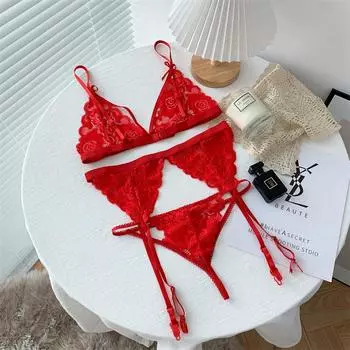 Сексуальное нижнее белье кружевной соблазнительный пояс для чулок сексуальный комплект из трех предметов one size fits all