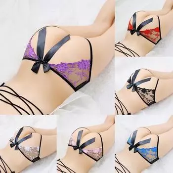 Сексуальное нижнее белье с цветочной вышивкой, трусы, женские трусы с открытыми бедрами, трусики