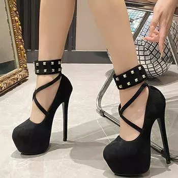 Сексуальные босоножки на платформе женские туфли Willow Studs на шпильке 16 см на высоком каблуке для ночного клуба Pole Dance Single Shoes 36