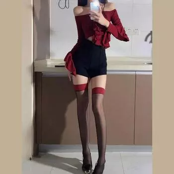 Сексуальные длинные носки для женщин выше колена, бедра, высокие, поверх чулок, Лолита, девушки, открытые, эротические костюмы, комплект нижнего белья XXS