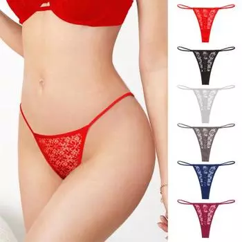 Сексуальные кружевные тонкие мягкие женские трусы-стринги L
