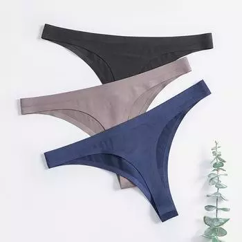 Сексуальные стринги Ice Silk цельные трусики бесшовные трусики с низкой талией женское нижнее белье женские трусики T-panty M фуксия