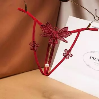 Сексуальные стринги, прозрачное нижнее белье, женские сексуальные трусы с вышивкой и бантом, женские трусики one size