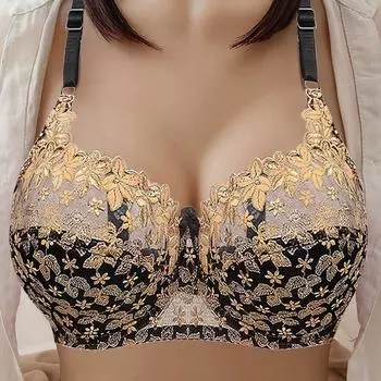 Сексуальный кружевной бюстгальтер Push Up Bra Тонкая чашка Нижнее белье Вышитый женский бюстгальтер Большие размеры Нижнее белье 34C белый