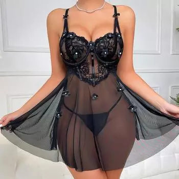 Сексуальный поднос для чулок из стали собирает кружево искушение перспектива сексуальный пижамный комплект S [No chest pad with steel ring]