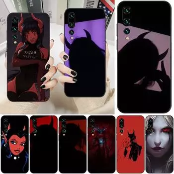 Sexy Devil Woman Phone Case For Huawei P50 P40 P30 Pro Lite P Smart 2021 2019 Magic 3 Soft Black Phone Cover Huawei P50