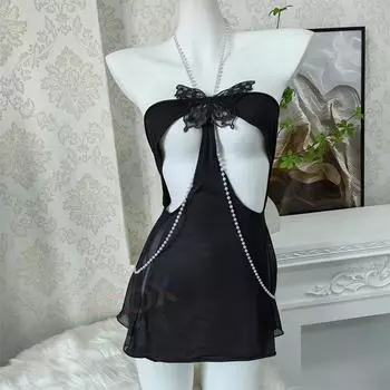 Сексуальная женщина, сверкающая бабочка, сексуальная ночная сорочка, взрослая соблазнительная майка-бандо на бретелях, чистое вожделение, соблазнение, униформа One size [80-120]