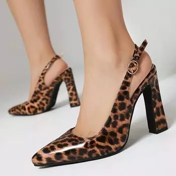 Sexy High Heels Sandals Women s Summer Shoes 2025 New Large Size Leopard Heeled Pumps Back Strap Party Dance Fetish Shoes Female 35 леопардовый