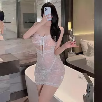 Сексуальное белье сексуальное чистое кружево соблазнение подвязки ночная сорочка комплект страстный горячий облегающий бедра униформа average size