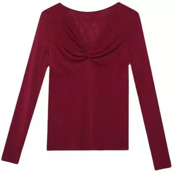 Sexy V-neck Mesh Long-sleeved T-shirt for Women s Autumn New Leopard Print Top Slim Base Shirt S