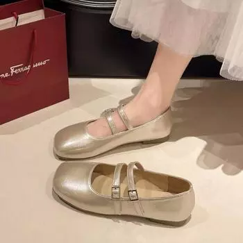 Shallow mouth fashion single shoes summer new girls with skirt Mary Jane shoes double-breasted buckle women s shoes 35