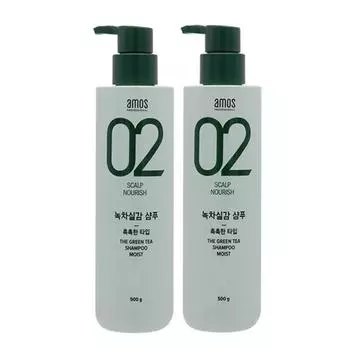Шампунь Amos Green Tea Real Moist для нормальной и сухой кожи головы, 500 г, 2 шт.