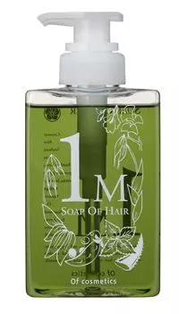 Шампунь для ухода с чистым ароматом и легким в уходе Soap of Hair 265 мл с ароматом перечной мяты Ofcosmetics [Кожа головы, пальцы] 1-M / Перхоть/зуд зелёный