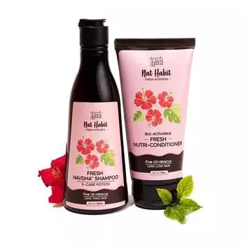 Шампунь и кондиционер Nat Habit Five Oil Hibiscus для женщин и мужчин, контроль выпадения волос, контроль за вьющимися волосами на 72 часа