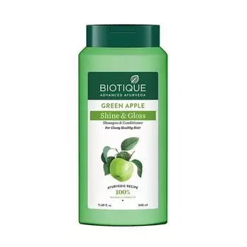 Шампунь-кондиционер с Зеленым яблоком (340 мл), Green Apple Shine & Gloss Shampoo & Conditioner, Biotique 20.59375